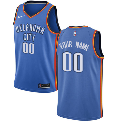 Men's Nike Thunder Personalized Swingman Royal Blue NBA Icon Edition Jersey