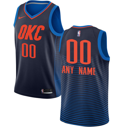 Men's Nike Thunder Personalized Swingman Navy Blue NBA Statement Edition Jersey