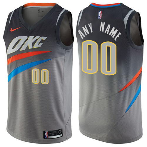 Men's Nike Thunder Personalized Swingman Gray NBA City Edition Jersey