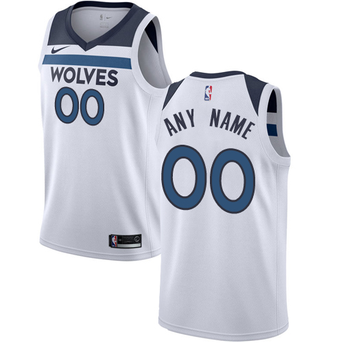 Men's Nike Timberwolves Personalized Swingman White NBA Association Edition Jersey