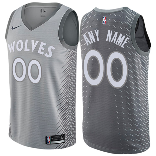 Men's Nike Timberwolves Personalized Swingman Gray NBA City Edition Jersey