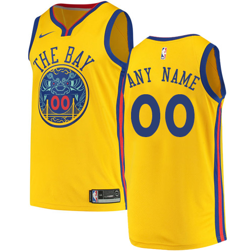 Men's Nike Warriors Personalized Swingman Gold NBA City Edition Jersey