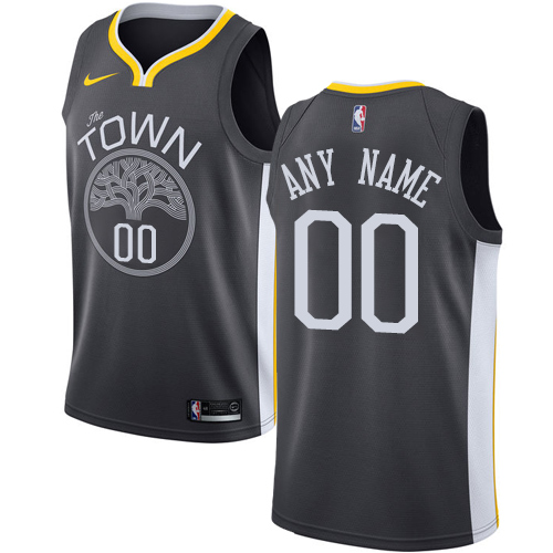 Men's Nike Warriors Personalized Swingman Black NBA Statement Edition Jersey