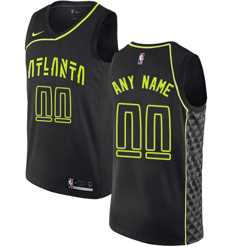 Men's Nike Hawks Personalized Swingman Black NBA City Edition Jersey