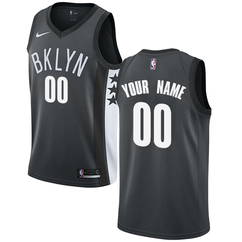 Men's Nike Nets Personalized Swingman Gray NBA Statement Edition Jersey