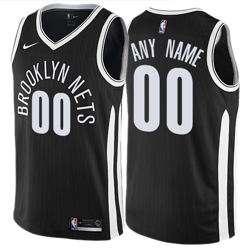 Men's Nike Nets Personalized Swingman Black NBA City Edition Jersey