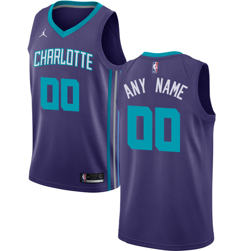 Men's Jordan Hornets Personalized Swingman Purple NBA Statement Edition Jersey