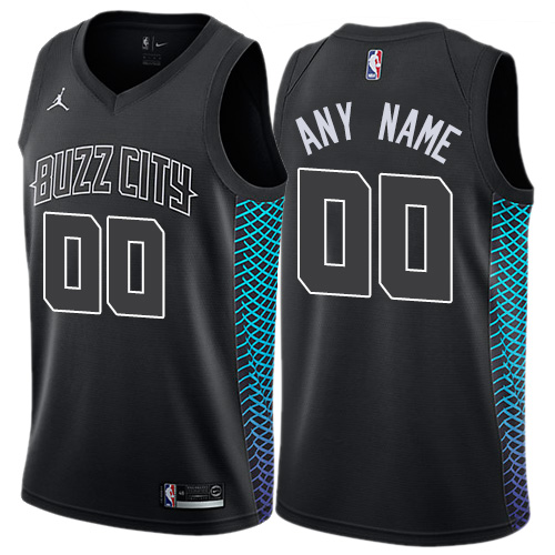 Men's Jordan Hornets Personalized Swingman Black NBA City Edition Jersey