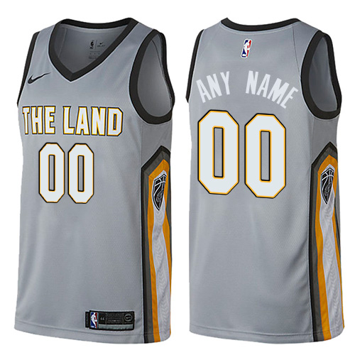 Men's Nike Cavaliers Personalized Swingman Gray NBA City Edition Jersey