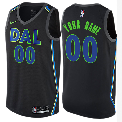 Men's Nike Mavericks Personalized Swingman Black NBA City Edition Jersey