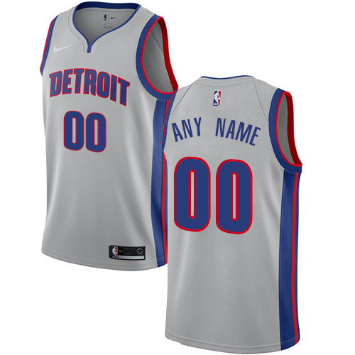 Men's Nike Pistons Personalized Swingman Silver NBA Statement Edition Jersey