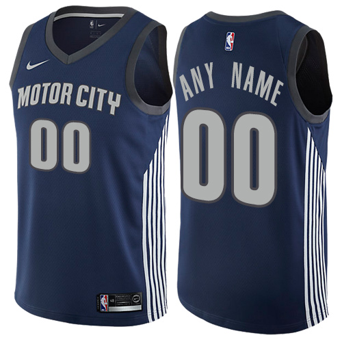 Men's Nike Pistons Personalized Swingman Navy Blue NBA City Edition Jersey