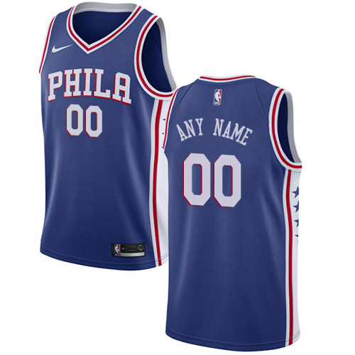 Men's Nike 76ers Personalized Swingman Blue NBA Icon Edition Jersey