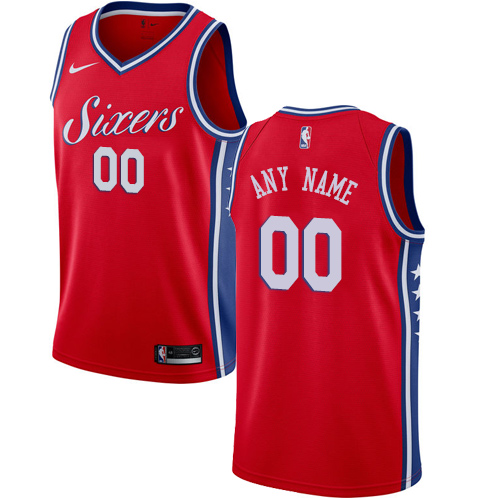 Men's Nike 76ers Personalized Swingman Red NBA Statement Edition Jersey