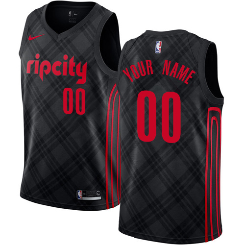 Men's Nike Blazers Personalized Swingman Black NBA City Edition Jersey