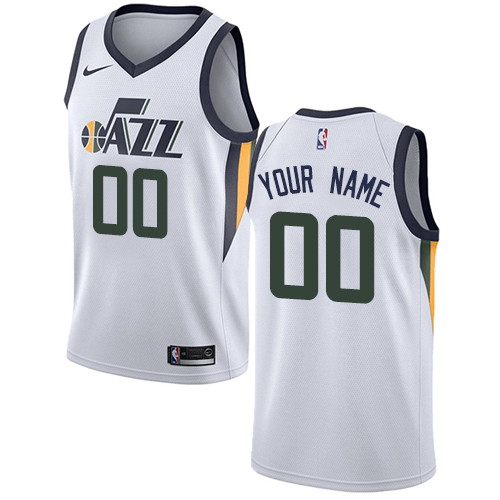 Men's Nike Jazz Personalized Swingman White NBA Association Edition Jersey