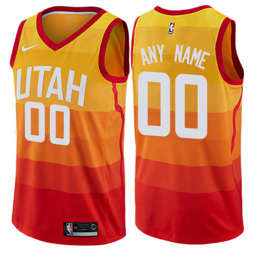 Men's Nike Jazz Personalized Swingman Orange NBA City Edition Jersey