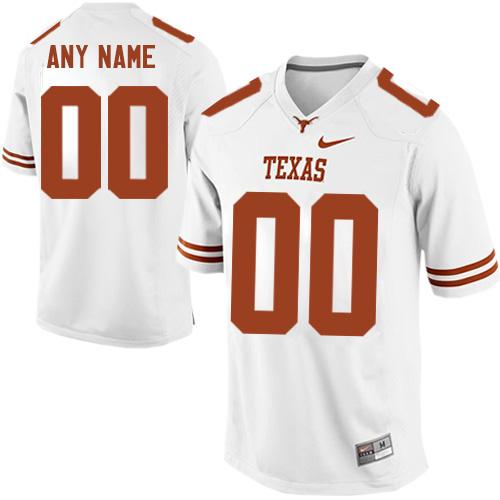 Longhorns Personalized Authentic White NCAA Jersey - Click Image to Close