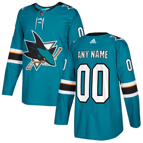 Men's Adidas Sharks Personalized Authentic Teal Green Home NHL Jersey - Click Image to Close