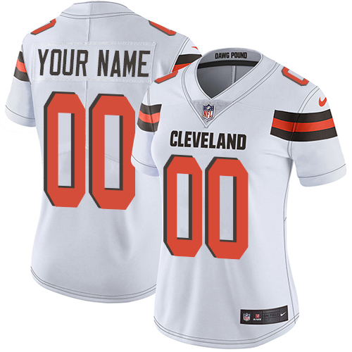 Nike Cleveland Browns Customized White Stitched Vapor Untouchable Limited Women's NFL Jersey - Click Image to Close