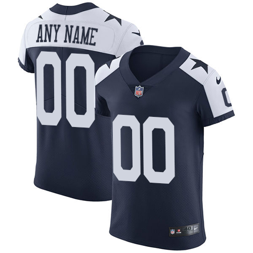 Nike Dallas Cowboys Customized Navy Blue Thanksgiving Stitched Vapor Untouchable Throwback Elite Men's NFL Jersey