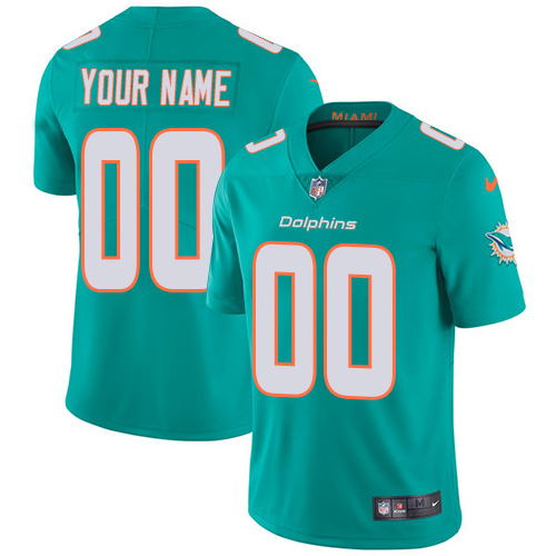 Nike Miami Dolphins Customized Aqua Green Team Color Stitched Vapor Untouchable Limited Youth NFL Jersey - Click Image to Close