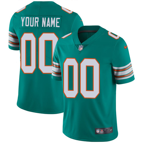 Nike Miami Dolphins Customized Aqua Green Alternate Stitched Vapor Untouchable Limited Youth NFL Jersey