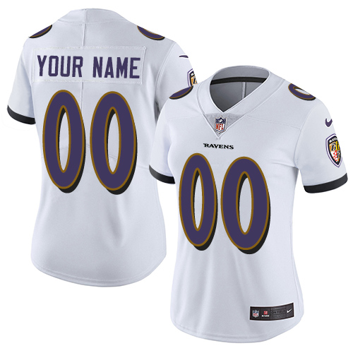 Nike Baltimore Ravens Customized White Stitched Vapor Untouchable Limited Women's NFL Jersey - Click Image to Close