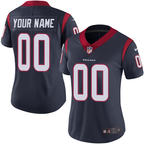 Nike Houston Texans Customized Navy Blue Team Color Stitched Vapor Untouchable Limited Women's NFL Jersey