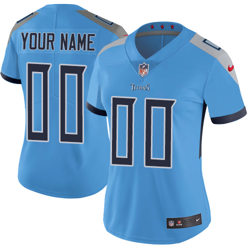 Nike Tennessee Titans Customized Light Blue Team Color Stitched Vapor Untouchable Limited Women's NFL Jersey - Click Image to Close