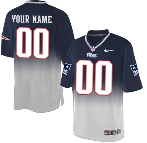 Nike New England Patriots Customized Navy Blue/Grey Men's Stitched Elite Fadeaway Fashion NFL Jersey