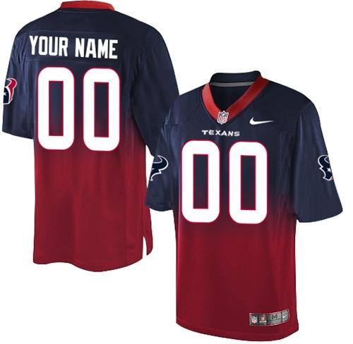 Nike Houston Texans Customized Navy Blue/Red Men's Stitched Elite Fadeaway Fashion NFL Jersey