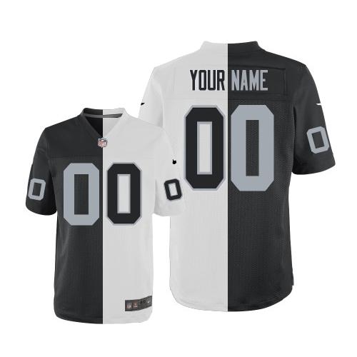 Nike Oakland Raiders Customized White/Black Men's Stitched Elite Split Jersey