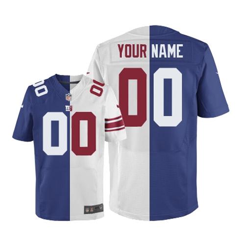 Nike New York Giants Customized Royal Blue/White Men's Stitched Elite Split Jersey