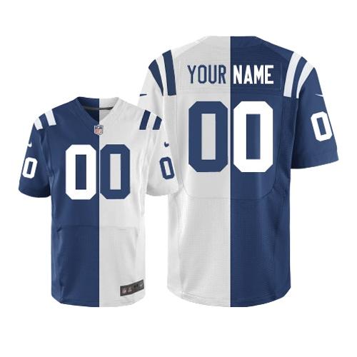 Nike Indianapolis Colts Customized Royal Blue/White Men's Stitched Elite Split Jersey