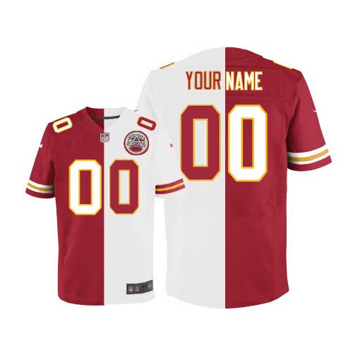 Nike Kansas City Chiefs Customized Red/White Men's Stitched Elite Split Jersey