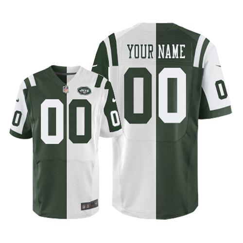 Nike New York Jets Customized Green/White Men's Stitched Elite Split Jersey