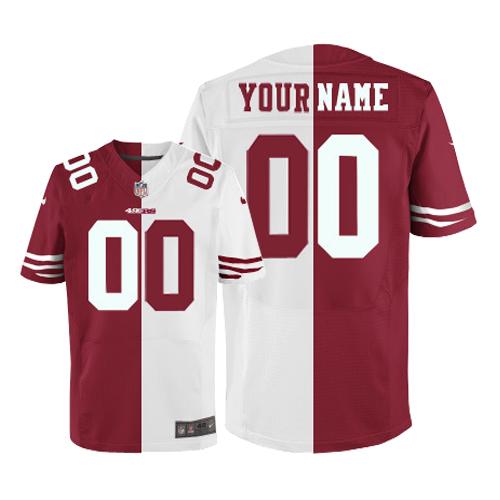 Nike San Francisco 49ers Customized Red/White Men's Stitched Elite Split Jersey