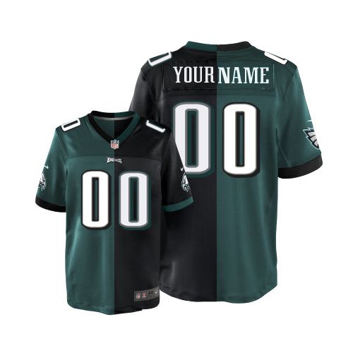 Nike Philadelphia Eagles Customized Midnight Green/Black Men's Stitched Elite Split NFL Jersey