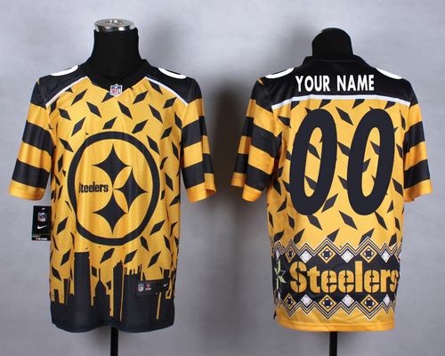 Nike Pittsburgh Steelers Customized Gold Men's Stitched NFL Elite Noble Fashion Jersey