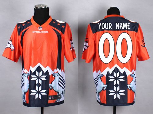 Nike Denver Broncos Customized Orange Men's Stitched NFL Elite Noble Fashion Jersey