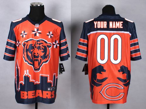 Nike Chicago Bears Customized Orange Men's Stitched NFL Elite Noble Fashion Jersey