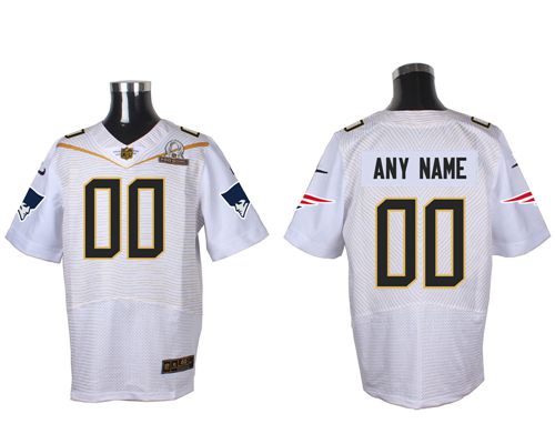 Nike New England Patriots Customized White 2016 Pro Bowl Men's Stitched NFL Elite Jersey