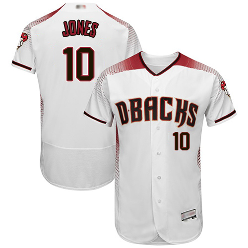 Diamondbacks #10 Adam Jones White/Crimson Flexbase Authentic Collection Stitched MLB Jersey