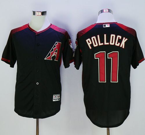 Diamondbacks #11 A. J. Pollock Black/Brick New Cool Base Stitched MLB Jersey - Click Image to Close