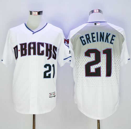 Diamondbacks #21 Zack Greinke White/Capri New Cool Base Stitched MLB Jersey