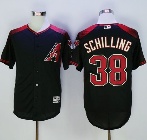 Diamondbacks #38 Curt Schilling Black/Brick New Cool Base Stitched MLB Jersey