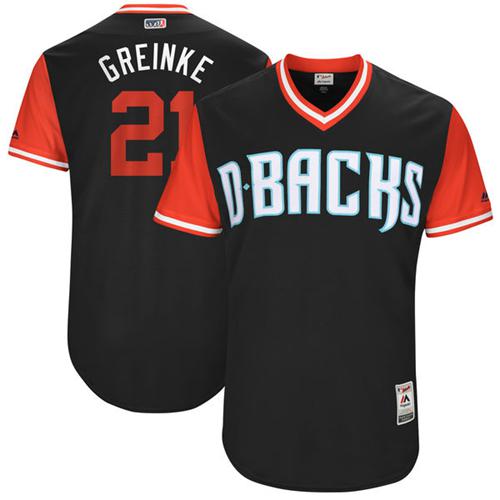 Diamondbacks #21 Zack Greinke Black "Greinke" Players Weekend Authentic Stitched MLB Jersey - Click Image to Close