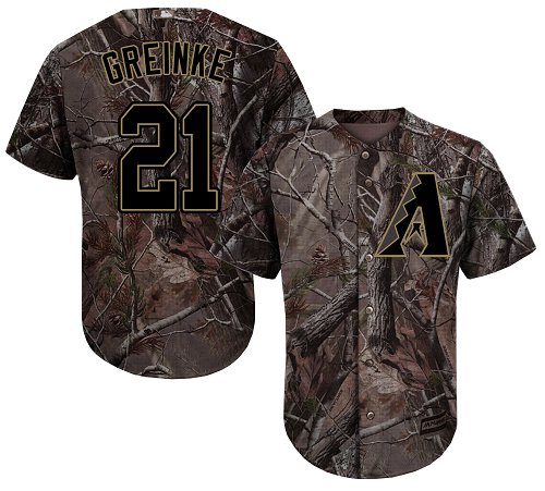 Diamondbacks #21 Zack Greinke Camo Realtree Collection Cool Base Stitched MLB Jersey