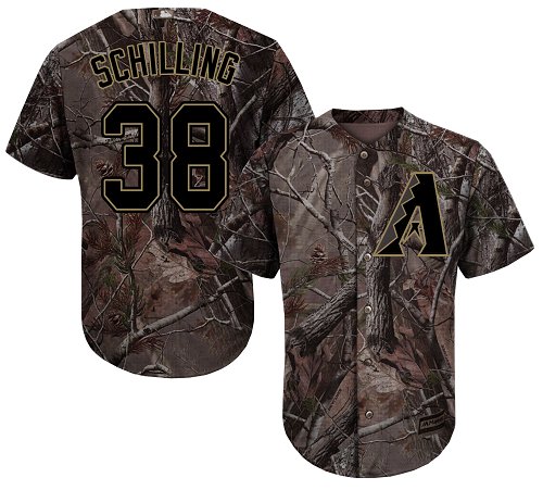 Diamondbacks #38 Curt Schilling Camo Realtree Collection Cool Base Stitched MLB Jersey